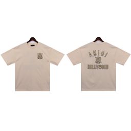 thumbnail for 潮流Amiri微标字母刺绣贴花水洗复古短袖t恤男女高街半袖男士长袖