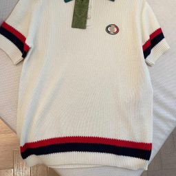 thumbnail for Nanyou correct version G family short sleeve 2025 summer new knitted lapel short-sleeved T-shirt classic 1:1 for men and women