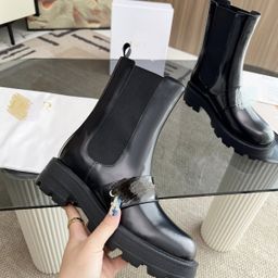 thumbnail for D brand Martin boots for women, British style, petite height-increasing genuine leather, embroidered diamond pattern, mid-calf, chunky heel, chunky sole riding boots