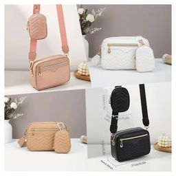 thumbnail for Ladies Bags Fashionable Embroidered Small Square Bag Versatile Elegant Women's Bag Wide Shoulder Strap Crossbody Shoulder Phone Bag