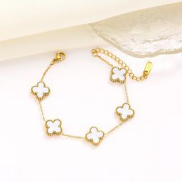 thumbnail for Stainless Steel Popular Four-Leaf Clover Bracelet for Women, Simple Ins Style, Good Luck Five-Color Shell Trendy Design, Wholesale from Manufacturer