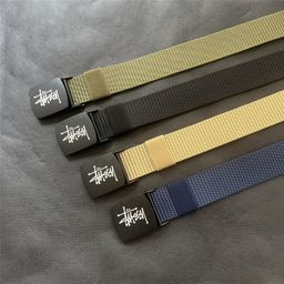 thumbnail for European and American tide brand men's canvas belt nylon casual woven belts fashion wild personality young student belt