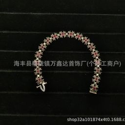 thumbnail for Crowley's new cross flower retro distressed bracelet with diamond bracelet European and American fashion trend men's and women's same accessories wholesale