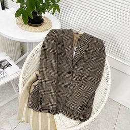 thumbnail for M family 2025 autumn and winter new women's fashion casual wool suit women's plaid woolen jacket