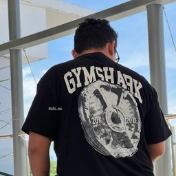 thumbnail for Gymshark Muscle Shark American Trend Fitness Sports Loose Plus Size Print Men's Short Sleeve T-Shirt