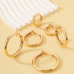 thumbnail for Brincos de moda simples transfronteiriços europeus e americanos, brincos, brincos de argola femininos, brincos geométricos versáteis e brilhantes para deslocamento