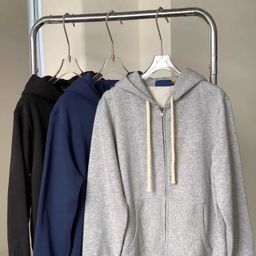 thumbnail for 25 Fall/Winter New Hooded Drawstring Embroidered Zipper Cardigan Athleisure Couple Outfit Plush Sweatshirt Jacket
