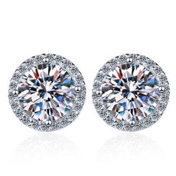 thumbnail for Cross-border hot selling 925 sterling silver stud earrings for men and women 1 carat moissanite four-pronged round bag stud earrings manufacturer one piece dropship