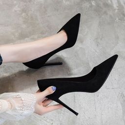 thumbnail for Sapatos de salto alto estilo coreano preto 2023 novos sapatos de trabalho formais pontiagudos versáteis profissionais femininos para dropshipping.