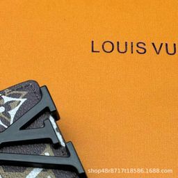 thumbnail for New L Men's Belt Smooth Buckle V Letter Belt Youth Plaid Pants Belt Trendy Casual Business Belt