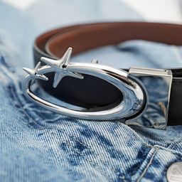 thumbnail for Ironworth cross-border original star oval high-end two-layer cowhide double-sided swivel belt retro street trend