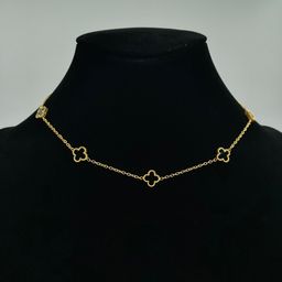 thumbnail for Collar de trébol de cuatro hojas de lujo ligero europeo y americano, moda femenina, todo fósforo, acero de titanio, cadena de clavícula que no se desvanece, joyería al por mayor