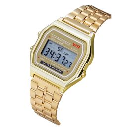thumbnail for Foreign Trade Popular Square Small Dial Couple Digital Watch F91 Retro Steel Band Student Multi-Functional Sports Watch