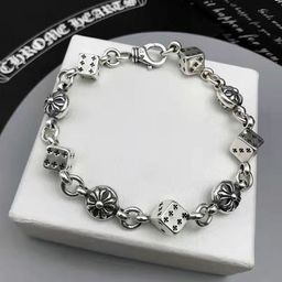 thumbnail for New Aggressive Thai Silver Cross Bracelet Men&#039s Trendy European and American Retro Bracelet Thick