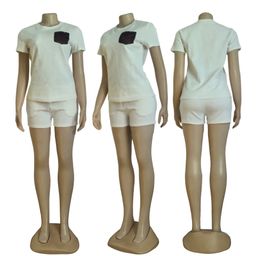 thumbnail for Best-selling women's casual jacquard pocket short-sleeve T-shirt on Amazon Europe and America, stretch shorts, new summer set