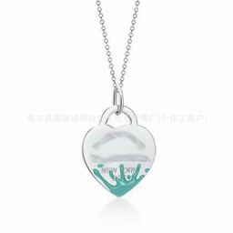 thumbnail for T brand double-heart necklace classic heart-shaped pendant, diamond-studded, thick plated 18k real gold pure silver heart-shaped collarbone chain dropshipping