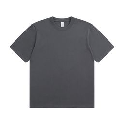 thumbnail for Camiseta de algodão puro 2025 masculina 230g pesada cor pura gola redonda manga curta casual algodão penteado camiseta masculina e feminina ombro direito.
