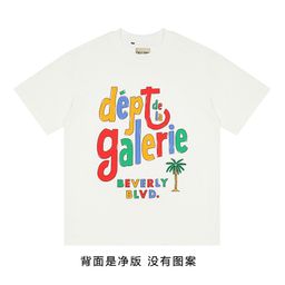 thumbnail for GALLERY DEPT FOG High Street Trendy Brand Vintage Color Printed Loose Couple Short Sleeve T-shirt Men's Half Sleeve vtg