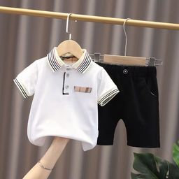 thumbnail for Roupas de verão para meninos, 1-2-3-4 anos, conjuntos de manga curta para bebês e crianças pequenas, conjunto de duas peças dividido em estilo ocidental, Amazon quente