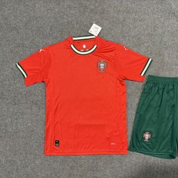 thumbnail for Uniforme de futebol infantil da seleção europeia da temporada 2425, traje de jogo masculino, camisa Brasil Portugal Itália.