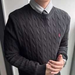 thumbnail for Scanner RL Raff pony logo embroidery crewneck knitwear men's autumn and winter warm twist couple pullover sweater women