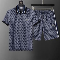 thumbnail for High-quality short-sleeved suit Lapel suit classic letter full print cotton POLO suit for men and women cross-border