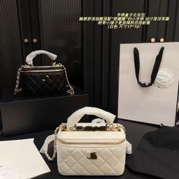 thumbnail for Cross-border fashion small fragrance handle box cosmetic bag 2025 new diamond check chain versatile one-shoulder crossbody bag