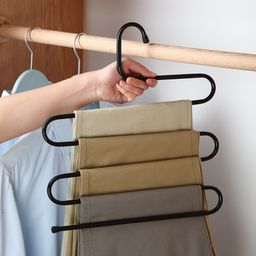 thumbnail for Multi-layer thickened storage indoor multi-functional pants clip wardrobe S-type non-slip hanger scarf hanger space