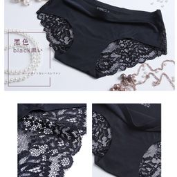 thumbnail for Lace Seamless Underwear Women&#039s Ice Silk Mid-Waist Pure Cotton Crotch Large Size Sexy Breathable Japanese Style Women&#039s Briefs