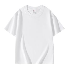 thumbnail for Burgundy 300g Xinjiang pure cotton heavy shoulder short sleeve T-shirt for men, solid color, thick and impermeable, loose half sleeve women
