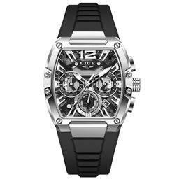 thumbnail for LIGE tonneau sports watch explosive multi-functional waterproof luminous date men's watch cross-border new