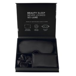 thumbnail for Satin color D three-piece set of eye mask scrunchie pillowcase headband blackout foreign trade box set plus LOGO eye protection