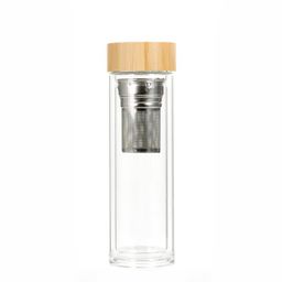 thumbnail for Foreign Trade Cross-Border Water Cup with Bamboo Lid, Double-Layer High Borosilicate Glass Cup, Gift Cup Wholesale, Customizable Logo with Lid