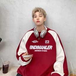 thumbnail for Sweatshirt men's spring and autumn American high street loose casual heavy trendy brand splicing contrasting ruffian handsome motorcycle jacket