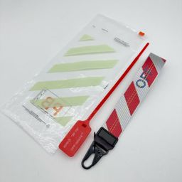 thumbnail for Cross-border European and American OFF keychain, white canvas embroidery, English letter bag, mobile phone, camera, bag, pendant, gift