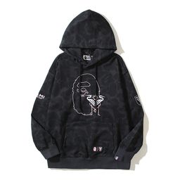 thumbnail for Cross-border wholesale Japanese fashion camouflage ape embroidery shark mouth hooded cardigan sweater jacket