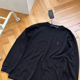 thumbnail for Ralph Lauren T-Shirt with Pony Logo, Pure Cotton, Round Neck, Long-Sleeved T-Shirt, Casual Couple Style, Base Layer Shirt, Pure Cotton T-Shirt