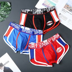 thumbnail for Pure Cotton Men's Underwear Sports Style Large Size Personalized Mid-Waist Pants Breathable Loose Pure Color New Style Cotton Boxer Shorts