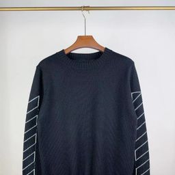 thumbnail for Off Autumn and Winter New Ow Front and Rear Letters Large Logo Round Neck Casual Pullover Sweater for Men and Women Same Style Wholesale