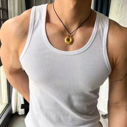 thumbnail for American Style I-shaped Vest Summer Men's Sports Fitness Thick Thread Men's Sleeveless Training Elastic Slim-fit Sweat Absorbing Breathable