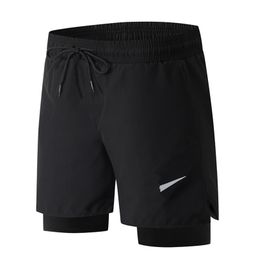 thumbnail for Sports Shorts Men&#039s Summer Fitness Quick-drying Breathable American-style All-match Fake Two-piece Anti-walking Double-layer Running Shorts