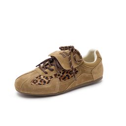 thumbnail for Leopard print German training shoes women's 2025 new retro versatile fashion casual sports shoes Forrest Gump shoes retro trend