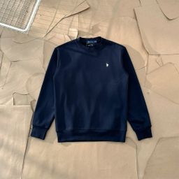 thumbnail for Men's winter velvet crewneck sweatshirt with classic small label embroidery