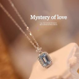 thumbnail for S925 Sterling Silver Necklace Natural Crystal Aquamarine Topaz Necklace Women Light Luxury Perfumery Bottle Niche Silver Pendant