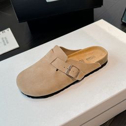 thumbnail for Bk Birkenstock Shoes Women's Summer Genuine Leather 2025 New Half-Flop Thick-Soled Casual Men's and Women's Same Style Baotou Birkenstock Slippers for Outer Wear