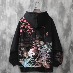 thumbnail for Sweater Men&#039s fleece-lined National Tide Harajuku Wind Spring Autumn Loose Hooded Loose Top Trendy Brand Hip-Hop Student Outer Pullover