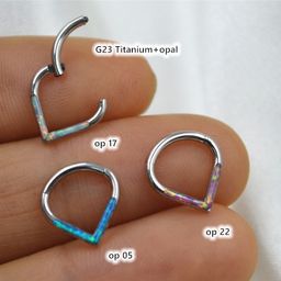 thumbnail for Joia de piercing corporal em liga de titânio G23 com opala para septo, novo piercing de nariz, piercing cochlear, piercing de orelha e piercing de osso.