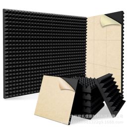 thumbnail for Material de decoração de algodão com absorção de som com ranhura triangular, material de decoração doméstico, retardante de fogo, estúdio de gravação, placa silenciadora KTV, esponja autoadesiva à prova de som