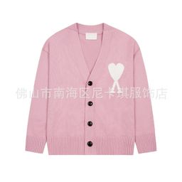 thumbnail for ami knitted cardigan big love 25SS new high gram weight single breasted top V-neck cross-border wool sweater jacket