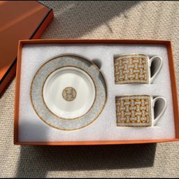 thumbnail for Cross-border H Family Fashion Coffee Cup Set European Bone China Afternoon Tea Set Black Tea Cup Coffee 2 Cups 2 Saucers Gift Box